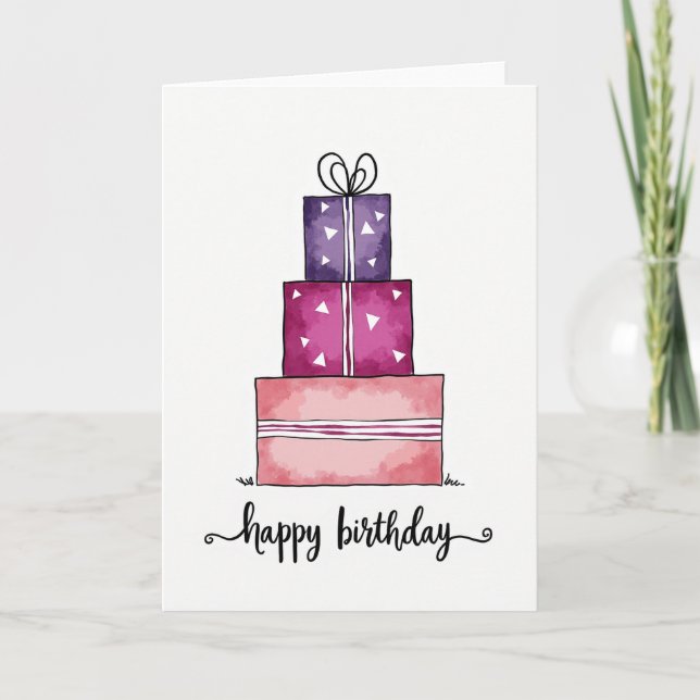 Joyful Gift Stack Birthday Card (Front)
