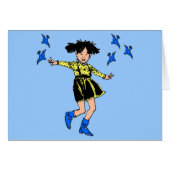 Joyful girl with bluebirds (Front Horizontal)