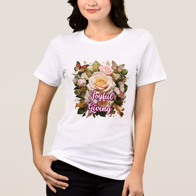 Joyful Giving — Inspirational Typography T-Shirt Tri-Blend Shirt (Front)