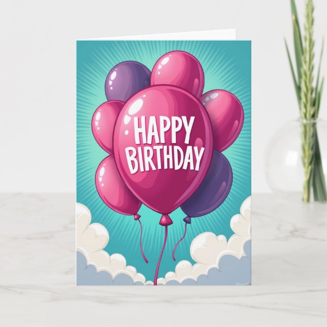 Joyful Glossy Balloons Card (Front)