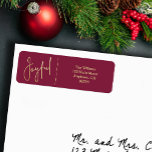 JOYFUL Gold and Cranberry Christmas Return Address Label<br><div class="desc">The word Joyful in a faux gold foil script accents these cranberry address labels personalized with your name and address. Stylish for any Christmas holiday occasion. MATCHING items in our collection.</div>