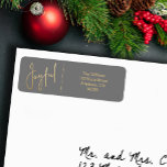 JOYFUL Gold and Gray Christmas Return Address Label<br><div class="desc">The word Joyful in a faux gold foil script accents these silver grey address labels personalized with your name and address. Stylish for any Christmas holiday occasion. MATCHING items in our collection.</div>