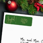 JOYFUL Gold and Green Christmas Return Address Label<br><div class="desc">The word Joyful in a faux gold foil script accents these green address labels personalized with your name and address. Stylish for any Christmas holiday occasion. MATCHING items in our collection.</div>