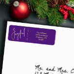 JOYFUL Gold and Purple Christmas Return Address Label<br><div class="desc">The word Joyful in a faux gold foil script accents these purple address labels personalized with your name and address. Stylish for any Christmas holiday occasion. MATCHING items in our collection.</div>