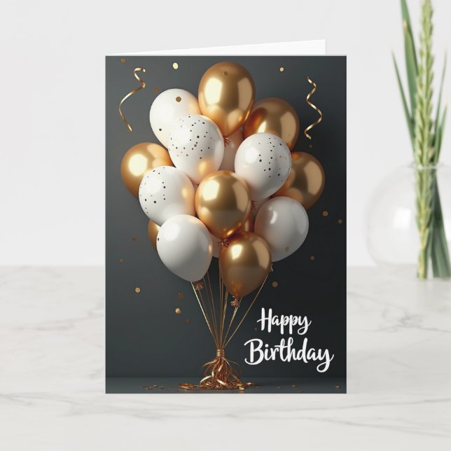 Joyful Gold Balloon Card (Front)