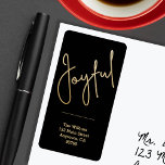 JOYFUL Gold Faux Foil Black Christmas Address Label<br><div class="desc">The word Joyful in a faux gold foil script accents these black address labels personalized with your name and address. Stylish for any Christmas holiday occasion. MATCHING items in our collection.</div>