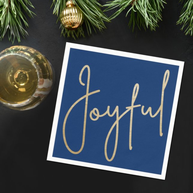 JOYFUL Gold Faux Foil on Blue Napkins (Creator Uploaded)