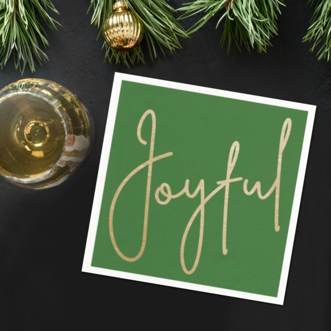 JOYFUL Gold Faux Foil on Green Napkins (Creator Uploaded)