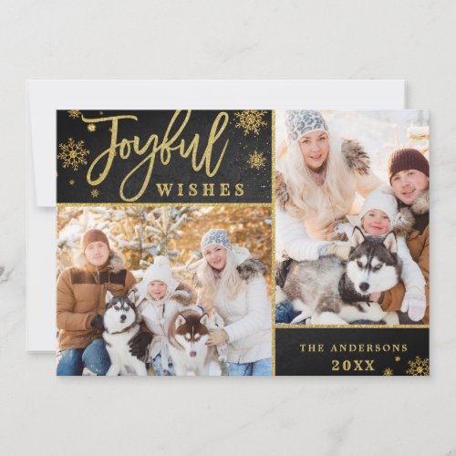 Joyful Gold Frame Chalkboard 2 PHOTO Greeting Card