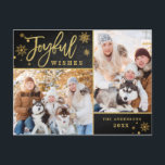 Joyful Gold Frame Christmas 2 PHOTO Greeting Postcard<br><div class="desc">Joyful Gold Frame Modern Script 2 PHOTO Greeting Postcard.</div>