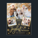 Joyful Gold Frame Modern Script 3 PHOTO Greeting Postcard<br><div class="desc">Joyful Gold Frame Modern Script 3 PHOTO Greeting Postcard.</div>