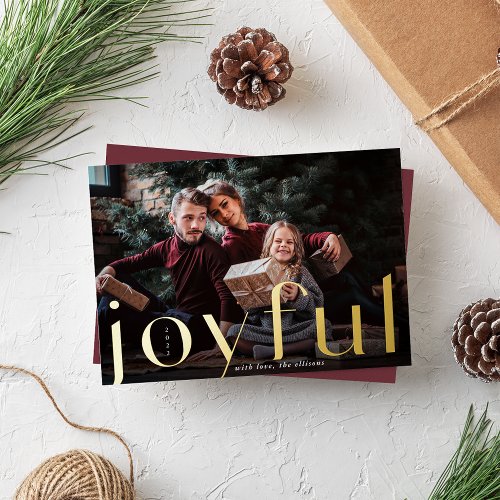 Joyful Gold  Full Photo Foil Holiday Card