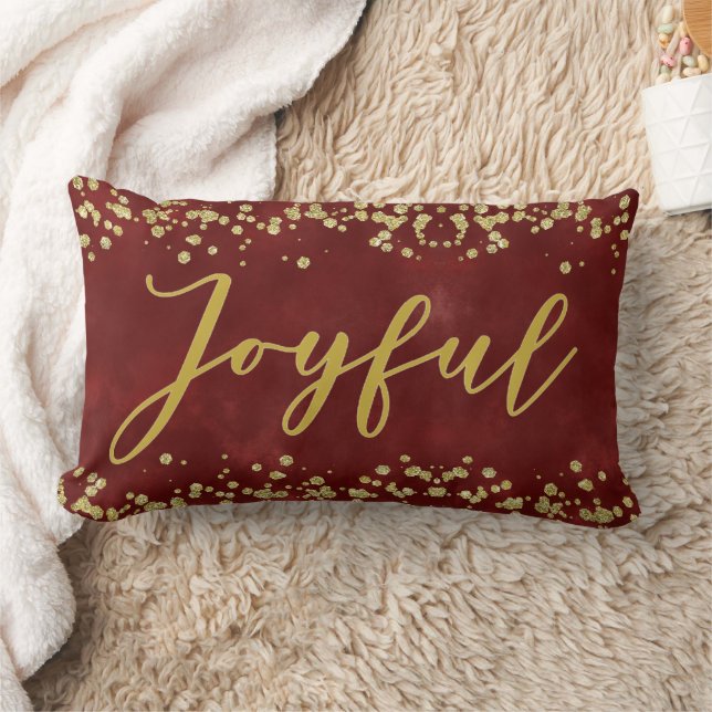 Joyful Gold Glitter Holiday Pillow (Blanket)