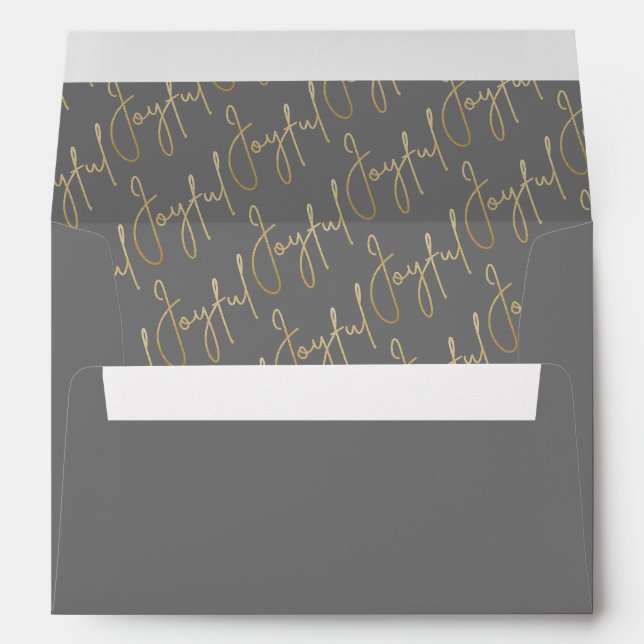 JOYFUL Gold Script on Black Christmas Envelope (Back (Bottom))