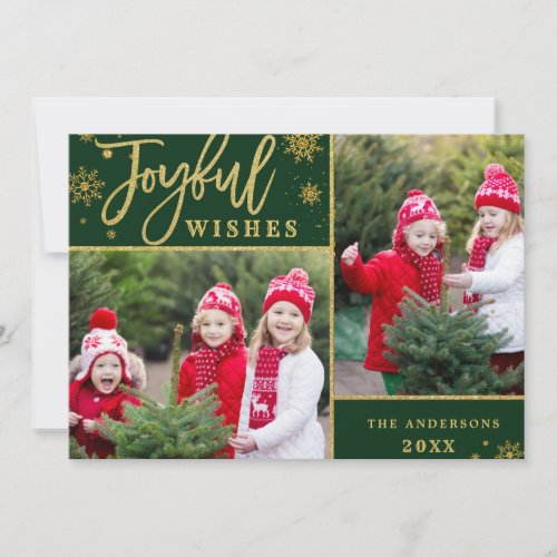 Joyful Golden Frame 2 PHOTO Holiday Greeting Card