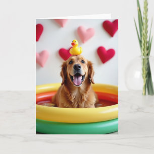 Joyful Golden Retriever Pool Card