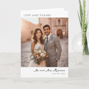 Joyful Golden Romantic Photo Thank You Card
