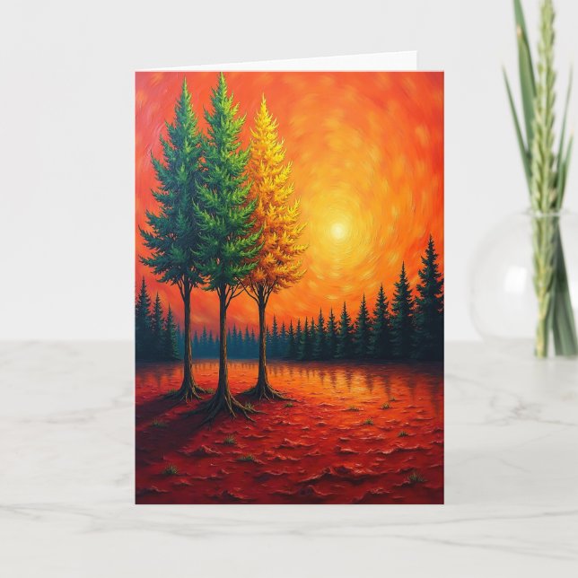 Joyful Golden Tree Landscape Card (Front)