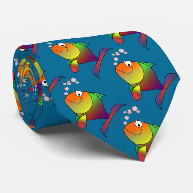 Joyful Goldfish in Sea Neck Tie (Rolled)