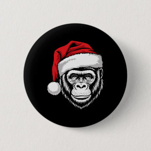 Joyful Gorilla Santa On Gorilla Christmas Button