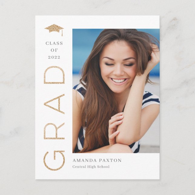 Joyful Grad Editable Color Graduation Postcard (Front)