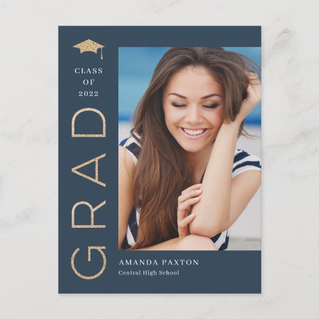 Joyful Grad Editable Color Graduation Postcard (Front)