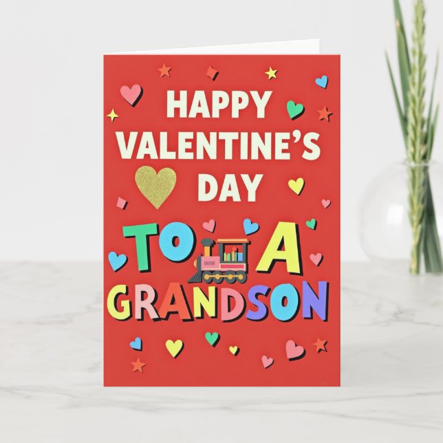 Joyful Grandson Valentines Day Card (Front)