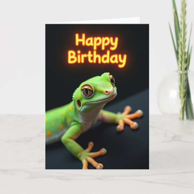 Joyful Green Lizard Card (Front)