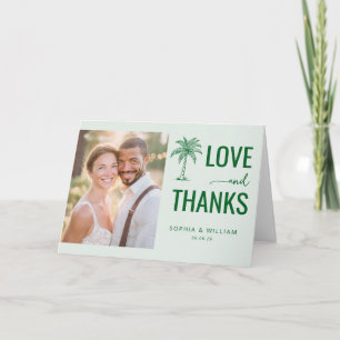 Joyful Green Palm Tree Love Letterpress Thank You Card