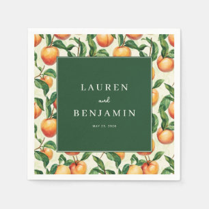 Joyful Green Peach Illustration Napkins