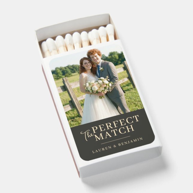 Joyful Green Romantic Photo Matchboxes (Front Open)