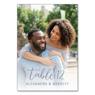 Joyful Green Romantic Photo Table Number