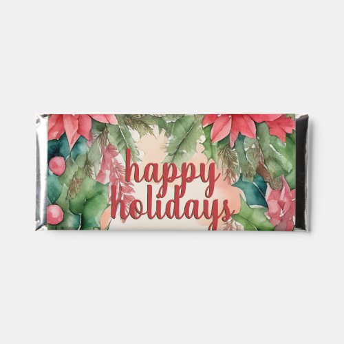 Joyful Green Wreath  Red Poinsettia Holiday Hershey Bar Favors