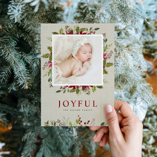 Joyful Greenery Flat Holiday Photo Card