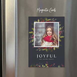 Joyful Greenery Magnetic Holiday Photo Card