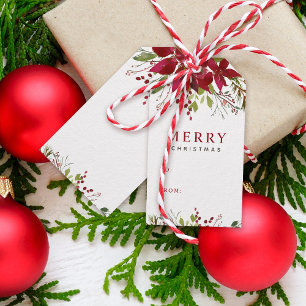 Joyful Greenery Merry Christmas Gift Tags