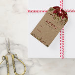 Joyful Greenery Merry Christmas Kraft Gift Tags<br><div class="desc">Custom printed holiday gift tags personalized with your text on real kraft paper. This elegant modern design features watercolor greenery with poinsettias and holly leaves to coordinate with our Joyful Greenery holiday collection. Use the design tools to choose any background colors, edit the text fonts and colors or upload your...</div>