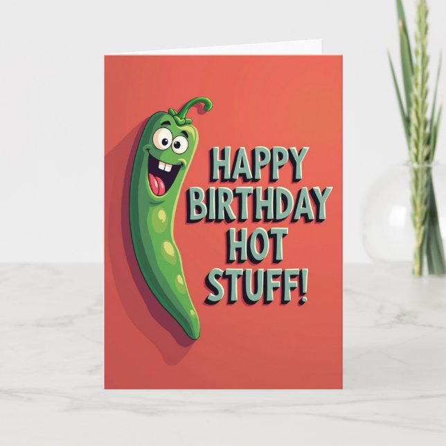 Joyful Grinning Pepper Birthday Card (Front)