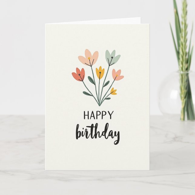 Joyful Hand Drawn Floral Card (Front)