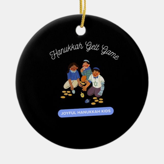 Joyful Hanukkah Kids Ceramic Ornament (Front)
