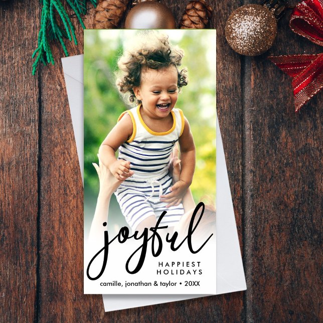 Joyful Happiest Christmas Holidays Custom Photo Holiday Card (Creator Uploaded)