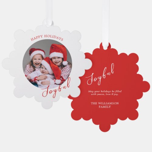 Joyful Happy Holiday Photo Ornament Card
