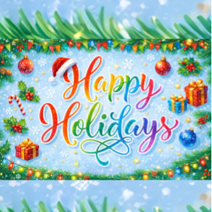 Joyful Happy Holidays Seasonal Graphic Holiday Card