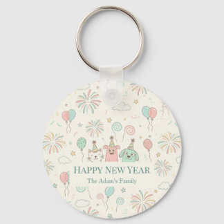 Joyful Happy New Year 2026 Keychain