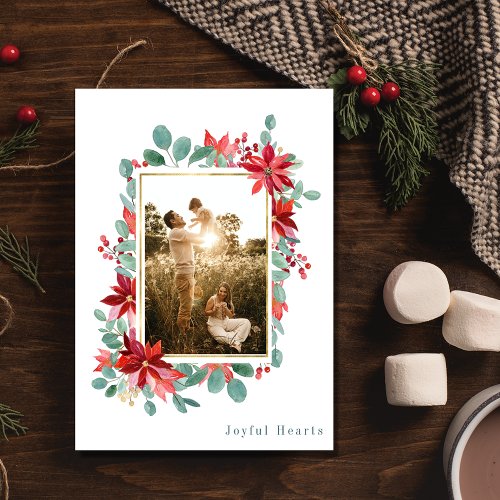 Joyful Heart Botanical Photo Christmas Holiday Card