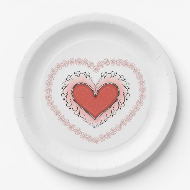 Joyful Heart Napkin Paper Plates (Front)