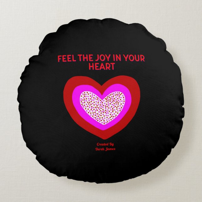 Joyful Heart Round Throw Pillow (Front)