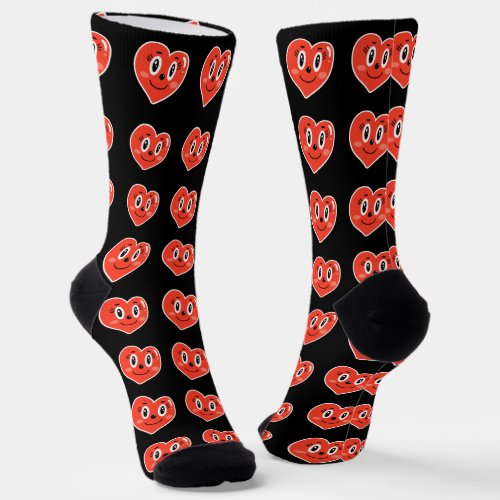 Joyful Hearts Black Crew Socks