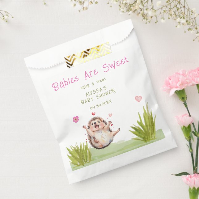 Joyful Hedgehog Garden Party Sweet Baby Shower Favor Bag (Sealed)