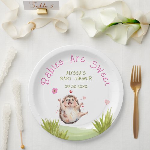 Joyful Hedgehog Garden Party Sweet Baby Shower Paper Plates